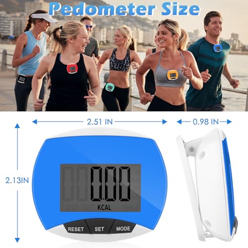 Copkim 9 Pcs Simple Pedometers Bulk for Walking Steps and Miles Walking Step Counters with Calories Burned Portable Clip Step Tracker for Seniors Man Women Jogging Hiking Running - color: Multicolor