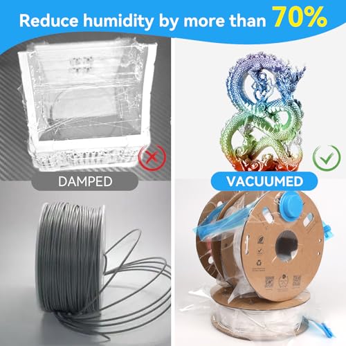 Creality 3D Printer Filament Storage Bags, 12 PCS Reusable 35x35 cm Filament Vacuum Storage Bags for 1kg 3D Filament Storage, Dustproof & Moisture-Proof Filament Bags for ABS PETG PLA Storage - size: 12 Refill Bags (1kg Each)