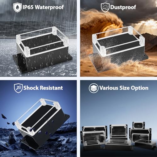 Project Box IP65 Waterproof ABS Plastic Electrical Junction Box with Clear Cover Enclosure with Fixed Ear, Black 6.2"x 4.2"x 3.5"(160x110x90mm)(Pack of 1) - color: 1 pack, size: 6.2"x 4.2"x 3.5"