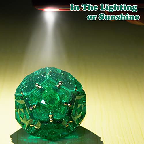 Magnetic Fidget Sphere - Anxiety Sensory Fidgets Toys - Crystal Green Glitter - 12 Piece Set - Creativity Beyond Imagination, Inspirational, Recreational, Desk Toy for Adults - color: Crystal Green Holographic Glitter