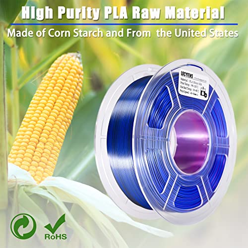 PLA Filament 1.75mm, High Speed Printing Silk PLA 3D Printer Filament, Tri Color Filament Black Purple Blue 1.75 PLA Filament, 3 in 1 Coextrusion 3D Filament PLA 1.75 +/-0.02mm, 1kg/2.2lb - color: Tri-color Black Blue Purple