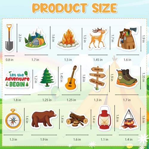 300Pcs Travel Camping Foam Stickers, Self-Adhesive Camping Stickers Outdoor Adventure Themed Sticker Decorations for DIY Arts Crafts Scrapbooks Party Favors School Activity Reward - style: Camping