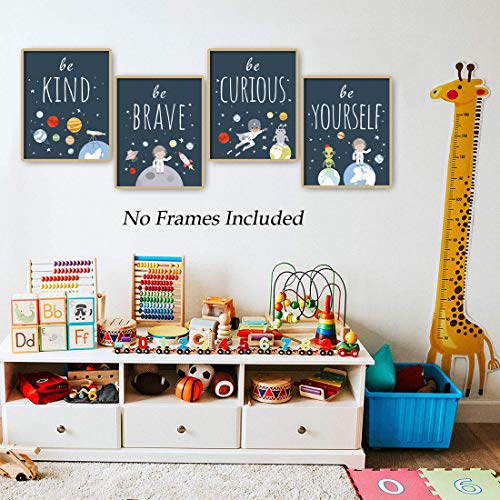 CHDITB Unframed Outer Space Room Decor, Inspirational Space Art Print, Set Of 4(8" x10" ) Space Wall Art For Boy Room Decorations, Kids Picture Planets Canvas Posters For Kids Bedroom Nursery Decor - color: Outer Space (Unframed), size: 8x10 inches