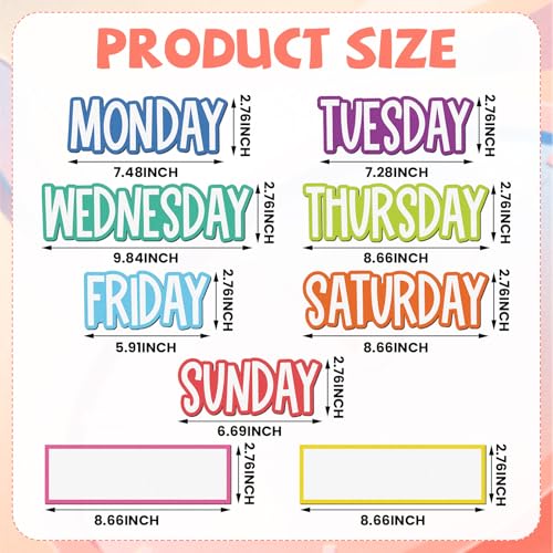 Ireer 9 Pcs Days of the Week Magnets for Whiteboard Calendar,Pastel - color: Pastel