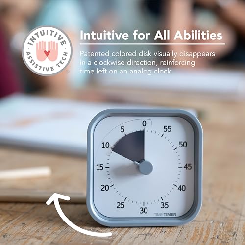 TIME TIMER Home MOD – 60-Minute Visual Timer Home Edition, Silent Operation Study Tool for Kids Desk, Homeschool Supplies, Office & Meetings (Pale Shale) - color: Pale Shale, size: 3.5, style: Timer