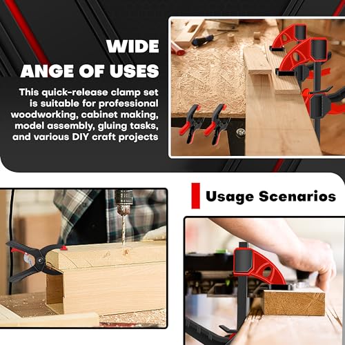 C&T 10Pcs Bar Clamps for Woodworking, 12 & 6 inch Quick Release Clamps Set