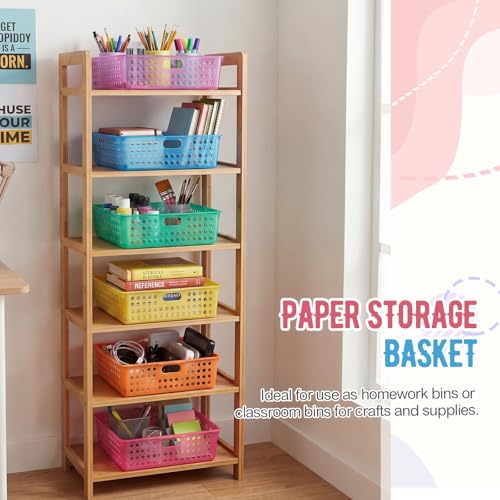 Geetery 12 Pack Classroom Storage Baskets with Handle,Translucent Colors - color: Translucent Colors