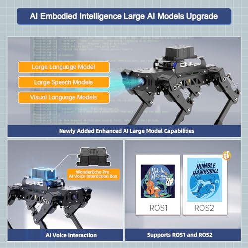 PuppyPi Robot Dog with ChatGPT Large AI Models AI Embodied Intelligence ROS Robotic Dog Vision Scene Voice Understanding SLAM Mapping Navigation Bionic Quadruped Robot, Ultimate Kit & RaspberryPi5 2GB - size: RPi 5 2G