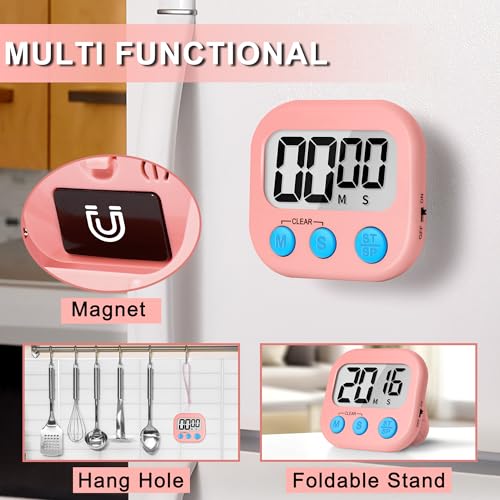 ZILLEEN Classroom Timer for Kids Teachers 2 Pack Digital Timers White Pink - color: White & Pink