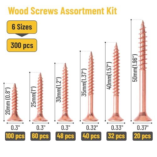 Mr. Pen- Wood Screws Assortment Kit, 300 pcs, Rose Gold, Phillips Head - color: Rose Gold, size: 300 pcs