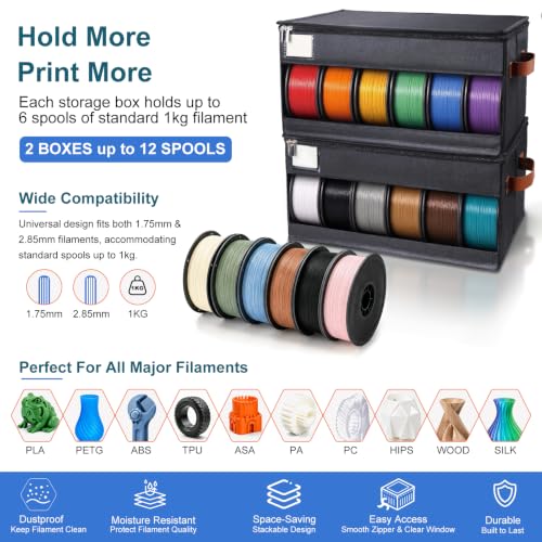 3D Printer Filament Storage Box, 2 Pack