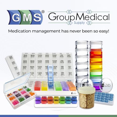 GMS Group Medical Supply, LLC 7 Day Medicine Pill Organizer - Stackable Pill Box - Fits Small Tablets & Vitamin Supplements - Keep Your Daily & Weekly Medicine Organized in One Place - Small - Clear - size: Small (Pack of 1)