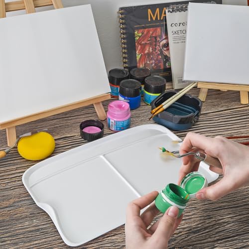 DUGATO Rectangular Plastic Paint Palette, 2-Pack Mixing Tray, 13.8 x 9 in - color: Rectangular - 3 Large Wells
