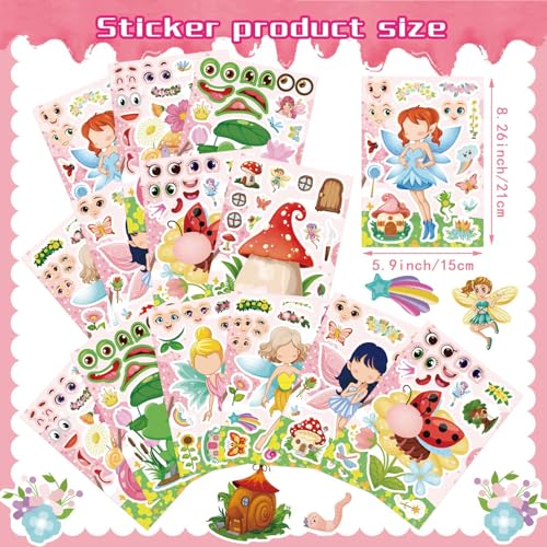 24 PCS Fairy Stickers for Kids, Make a Face Sticker, Make Your Own Stickers - style: Fairy