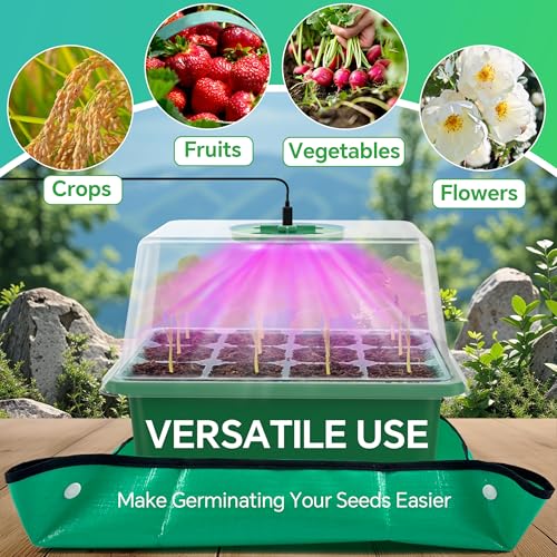 5-Pack Seed Starter Tray with Grow Light (Value Pack), 60 Cells, Friendly Seed Starter Kit for Beginners, Adjustable Brightness & Timing, Easy-to-Use Gardening Set for Seeds Germination