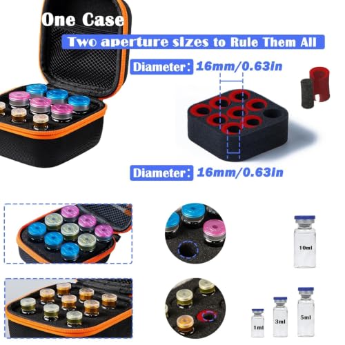 Peptide Vial Case for Fridge, 10-Slot Organizer for 1ml-10ml Vials - color: Orange-9 Slots