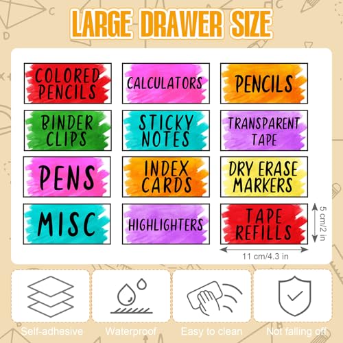 Frienda 84 Pcs 4 Sheet Classroom Toolbox Labels for Teacher,Watercolor - style: Watercolor
