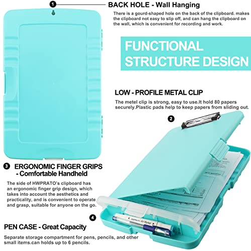 HWPRATO Clipboards Organizer Clipboard with Storage Nursing Clipboard Foldable File Folder Plastic Folio with Storage Case for Teacher,Kids,Doctor,Offices (Arctic Blue) - color: Arctic Blue