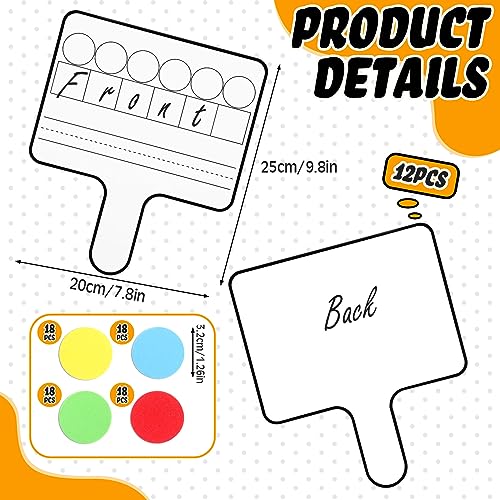 Seajan 12 Pcs Magnetic Answer Board Dry Erase Double Side Handheld, Classic - color: Classic Color