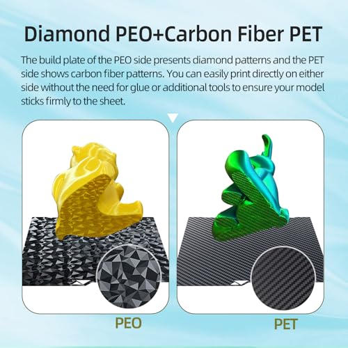 IdeaFormer-3D Kobra S1 X Build Plate 264x276mm, Flexible PEO PET Spring Steel Bed Plate for Anycubic Kobra S1/Kobra X Combo 3D Printer Platform - color: PEO PET (Diamond+Carbon Fiber)