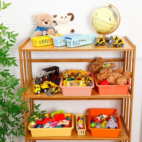 Reallnaive 20 Pcs Plastic Cubby Bins Colorful Storage Bins for Classroom