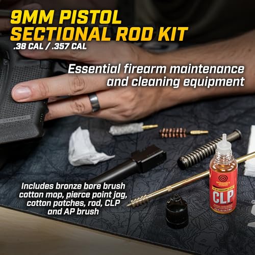 Otis Technology 9mm Pistol Cleaning Kit with Brass Rod (Select Your Style) - style: With Extra Patches (100)