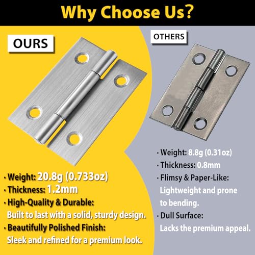 6 PCS Door Hinges 2 inch Stainless Steel Small Hinges Cabinet Hinges for Mini Door, DIY Wooden Box, Furniture, Woodworking Craft Project, Rust-Resistant, 24 Screws, Silver - color: Silver, size: 2IN-6PCS