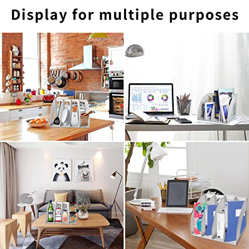Marte Vanci Magazine File Holder Desktop Book Organizer Plastic Storage Sturdy Vertical 4 Section Folder (Light Gray) - color: Light Gray 4 Section