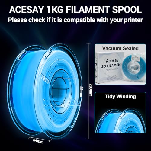 Glow in the Dark PLA+ Filament, 1KG(2.2lbs), Red, 1.75mm - color: Red