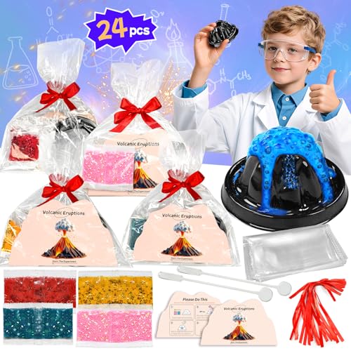 rifamee 24Pcs Volcano Eruption Science Kit Party Favor Experiments Gifts for 4-6 8-12 Age Boys and Girls Valentine's Day Christmas (Volcano 2, One Size)