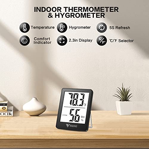DOQAUS 3 Pack Digital Hygrometer Indoor Thermometer Humidity Monitor Black - color: Black, size: 3 Pack
