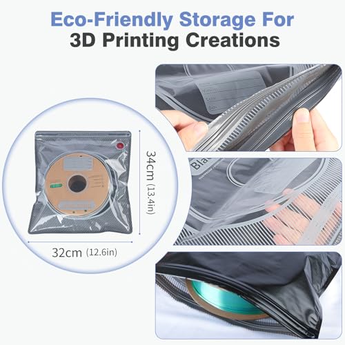 Vacbird 20 Pack 3D Filament Storage Bags, Vacuum Sealed & Light-Proof Reusable Bags for 1.75mm 2.85mm 3D Printer Filament (12.6x13.4 Inch) - Pump Not Included