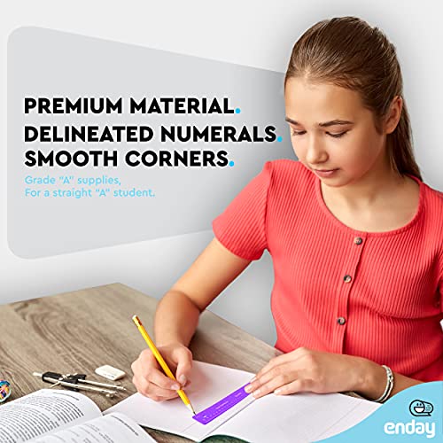 Flexible Ruler Purple, 12 in (30 cm) Soft Plastic Shatter Resistant Straight Edge Ruler, Bendable Kids & Adults Ruler w/Inches & Metrics Also Available in Pink, Blue, Red, Grey, Green, 1 Pc –By Enday - color: Purple