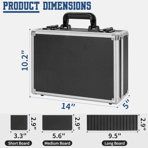 Aluminum Storage Case with Adjustable Dividers, Multi-Function Lockable Storage Carrying Case for Graded Card, Barber Tools, Makeup Tools, etc (Medium) - size: L 14'' X W 10' X H 5''