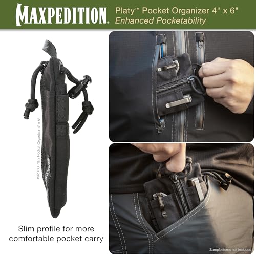 Maxpedition Platy Pocket Organizer, EDC Tool Pouch, Neck Wallet - color: Black, size: 4" x 6"