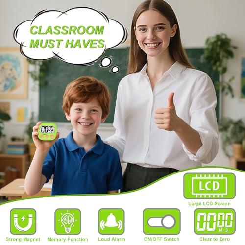 Digital Timer for Kids Teacher Supplies Classroom Timer for Study Learning Management Kitchen Work Exercise-4Pack Pink Blue Green Purple - color: Pink Blue Green Purple