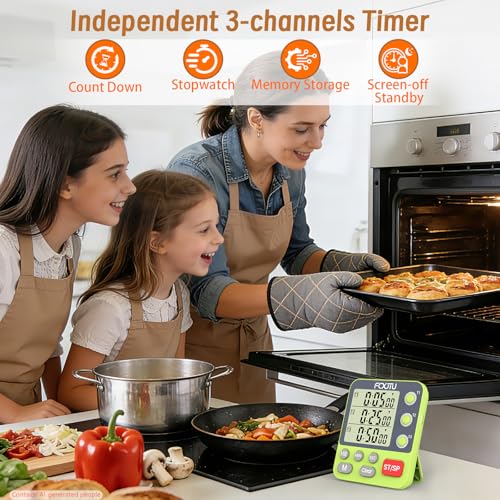 Digital Dual Kitchen Timer, 3-Channel Independent Countdown Timer - size: YS318 Green