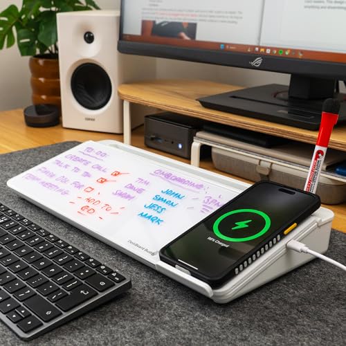 DeskBoard Buddy Desktop Whiteboard + 2 Markers (White with Wireless Charger) - color: White With Wireless Charger