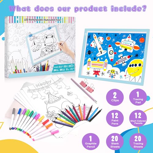 Light Up Tracing Board Kits Blue, 15" Writing Tracer Pad for Kids Ages 3-12 - style: 15" Kit Blue (Rechargeable)