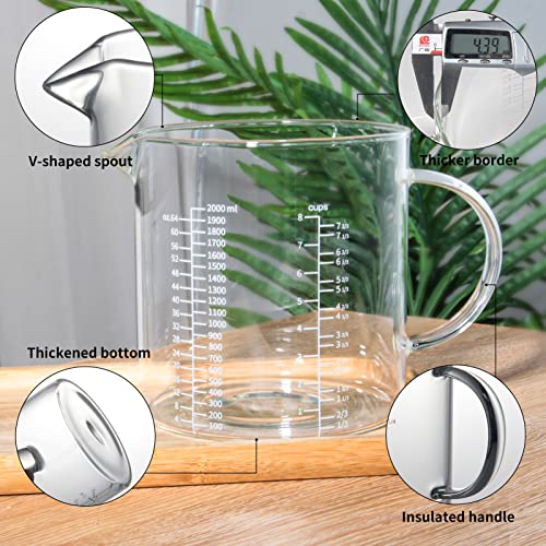 77L 8 Cup Glass Measuring Cup (2L), High Borosilicate Glass Measuring Cup - color: White measuring scale, size: 2000 ML (8 Cup)