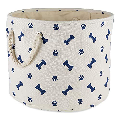 Bone Dry 5511 Pet Storage Collection Paw and Bone Print, Medium Round, Nautical Blue - color: Nautical Blue, size: Medium Round, 12x15x15"
