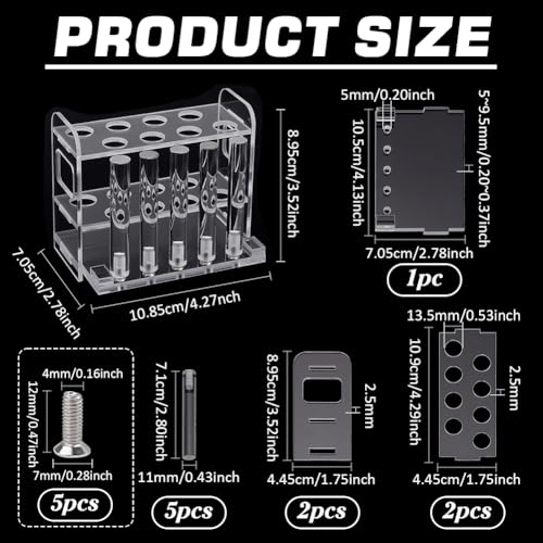 PH PandaHall Test Tube Holder, Test Tube Rack Clear Acrylic Test Tube Organizer 8 Slots and 5 Drying Poles for Aquarium Testing Centrifuge Tubes Experiments Liquid Storage Party Decor
