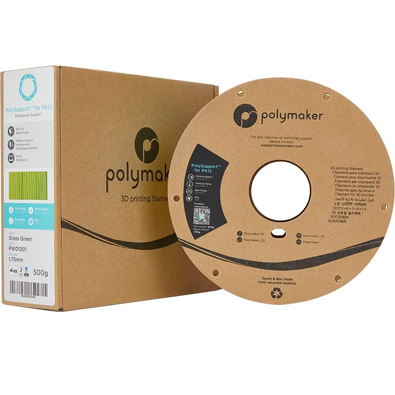 Polymaker PolySupport PA12 Breakaway Support 1.75mm, Grass Green, 0.5kg - style: 500g Break Away Support Material for 1.75mm Nylon PA12