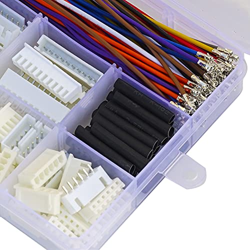 JST 2.54mm Connector with 22AWG Pre-Crimped Wire Kit, JST XH 2.54 2.54MM 2Pin 3Pin 4Pin 5Pin 6Pin 7Pin 8Pin 9Pin 10Pin Housing with 22AWG Wires for PCB Board & Electronics (JTS-2.5-XH) - size: 2.5MM-XH