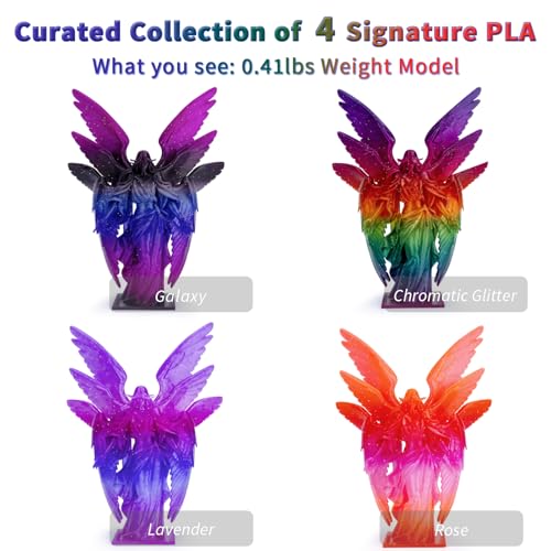 ZIRO Twnkle Fast Color Gradient PLA 4 Pack, Galaxy Effect 1KG X 4 PLA - color: Translucent & Glitter-fast Color Gradient-4pack (Rose, Galaxy, Lavender, Chromatic Glitter)