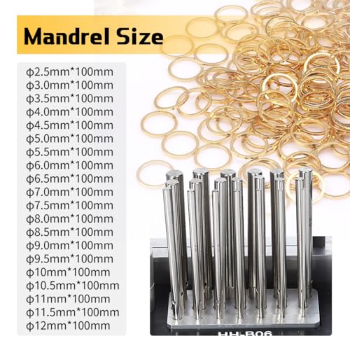 Jump Ring Maker with 20 Mandrels and Cutting Attachment, 2.5-12mm Manual Ring Bender and Coil Winding Tool for Jewelry Making, HH-B06