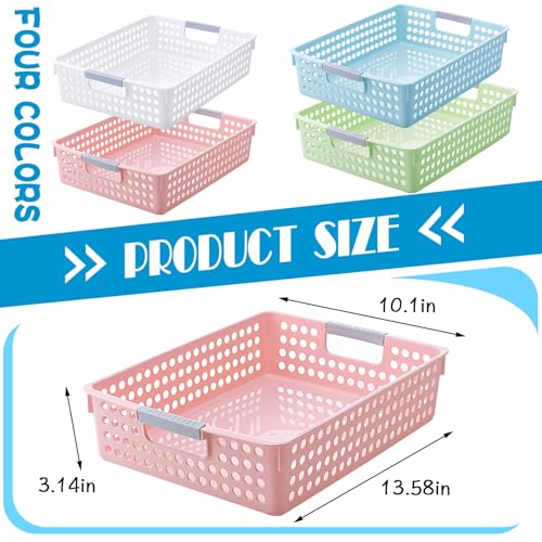 CIEOVO 8 Piece Color Storage Basket Classroom Organization Storage Paper Tray Holds 4A Paper Trays for Classroom Home Handicrafts Storage Library Drawers Office Arts Crafts Supplies