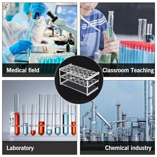 RUIAN Test Tube Holder Acrylic Lab Stand Rack 18-Well 17mm Diameter for 10ml Centrifuge Tubes, Durable Space-Saving Desktop Organizer for Laboratory, School & Science Classroom