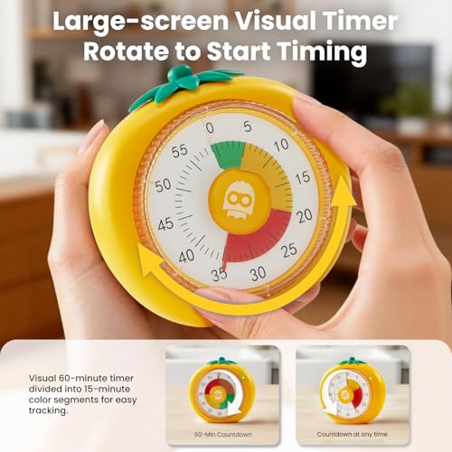 Magnetic Visual Timer, 60-Minute Countdown for Kitchen Classroom Homework - color: Yellow