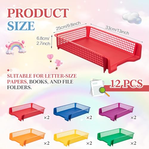 Geetery Turn in Trays Classroom, Rainbow Color, Set of 12 - color: Rainbow Color